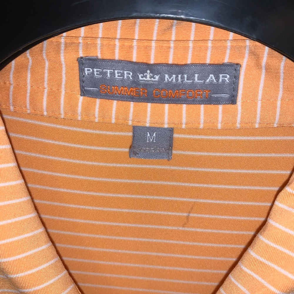 Men's Orange Striped Peter Millar Polo - Picture 2 of 3